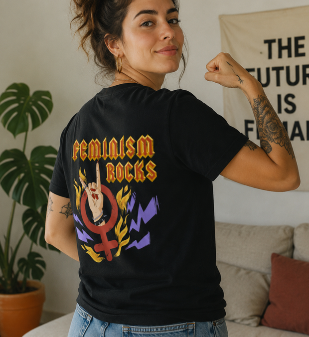 FEMINISM ROCKS T-Shirt Damen gerade geschnitten