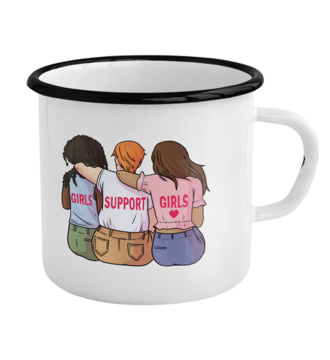 GIRLS SUPPORT-Emaille Tasse