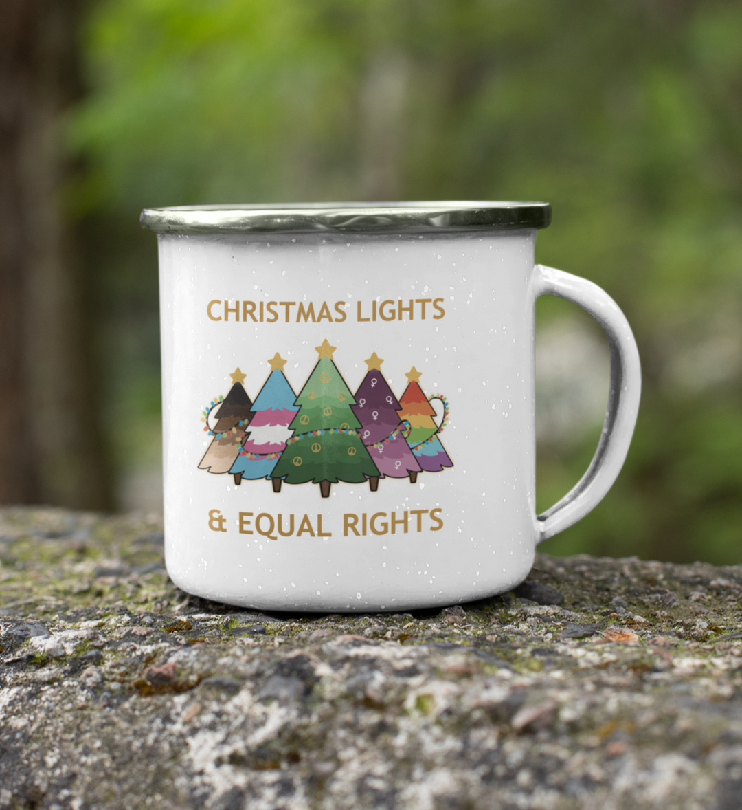 CHRISTMAS LIGHTS Emaille Tasse